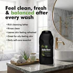Dudu-Osun in bathroom lifestyle scene showing adaptable routine benefit