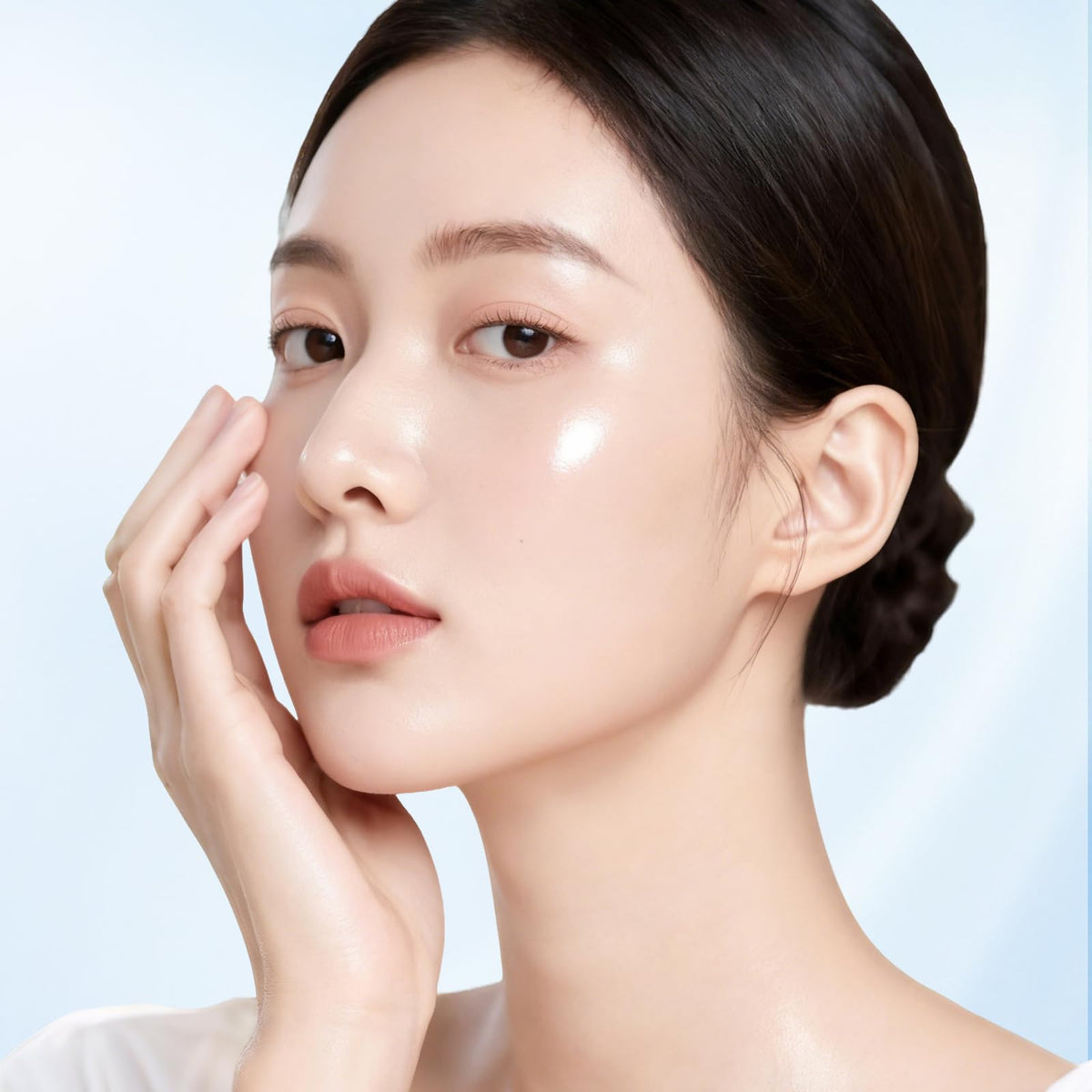 Dujoju ampoules styled on bathroom counter suggesting daily skincare routine