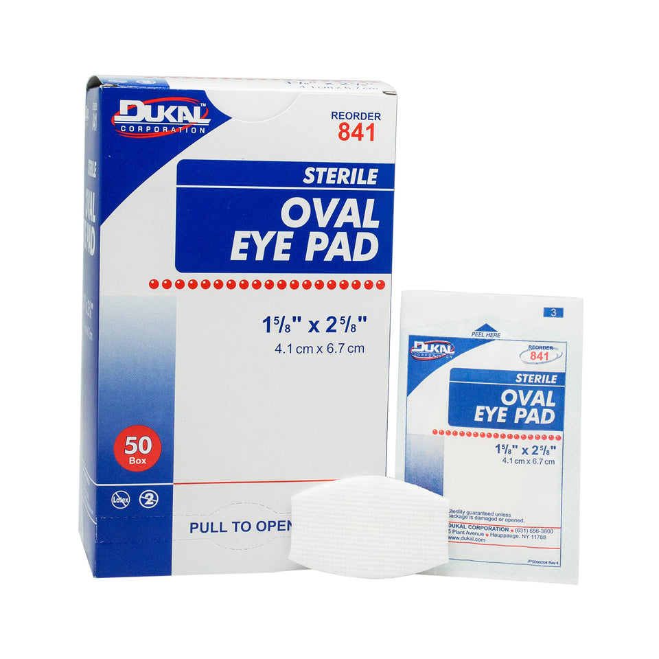 Dukal box with individually wrapped oval eye pads, organized and ready