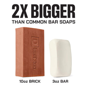 Duke Cannon bars on draining dish showing long-lasting storage benefit