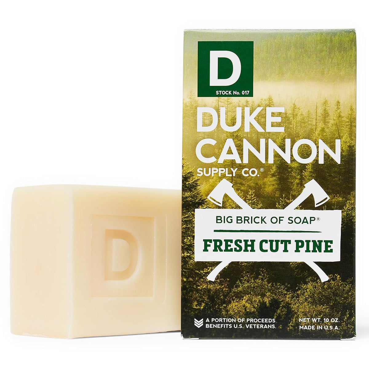 Duke Cannon soap included in an outdoor wash kit evoking rugged fresh scent benefit