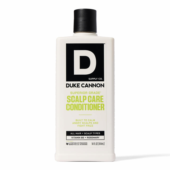 Duke Cannon bottle front view showing label and 14 oz size for clear identification