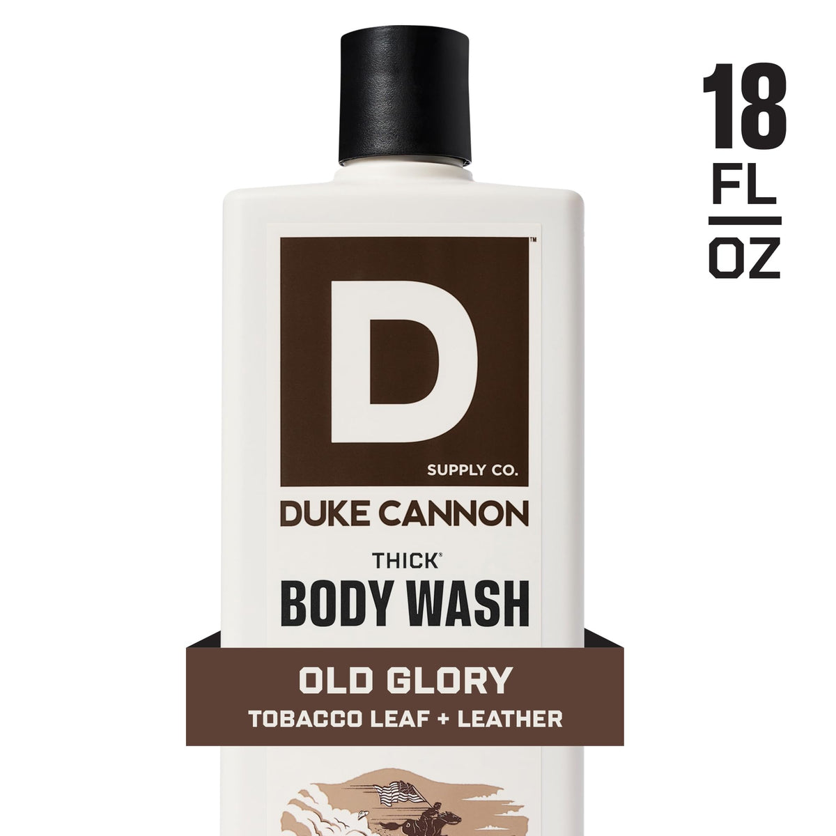 Duke Cannon label detail with scent notes and mineral-enriched benefits