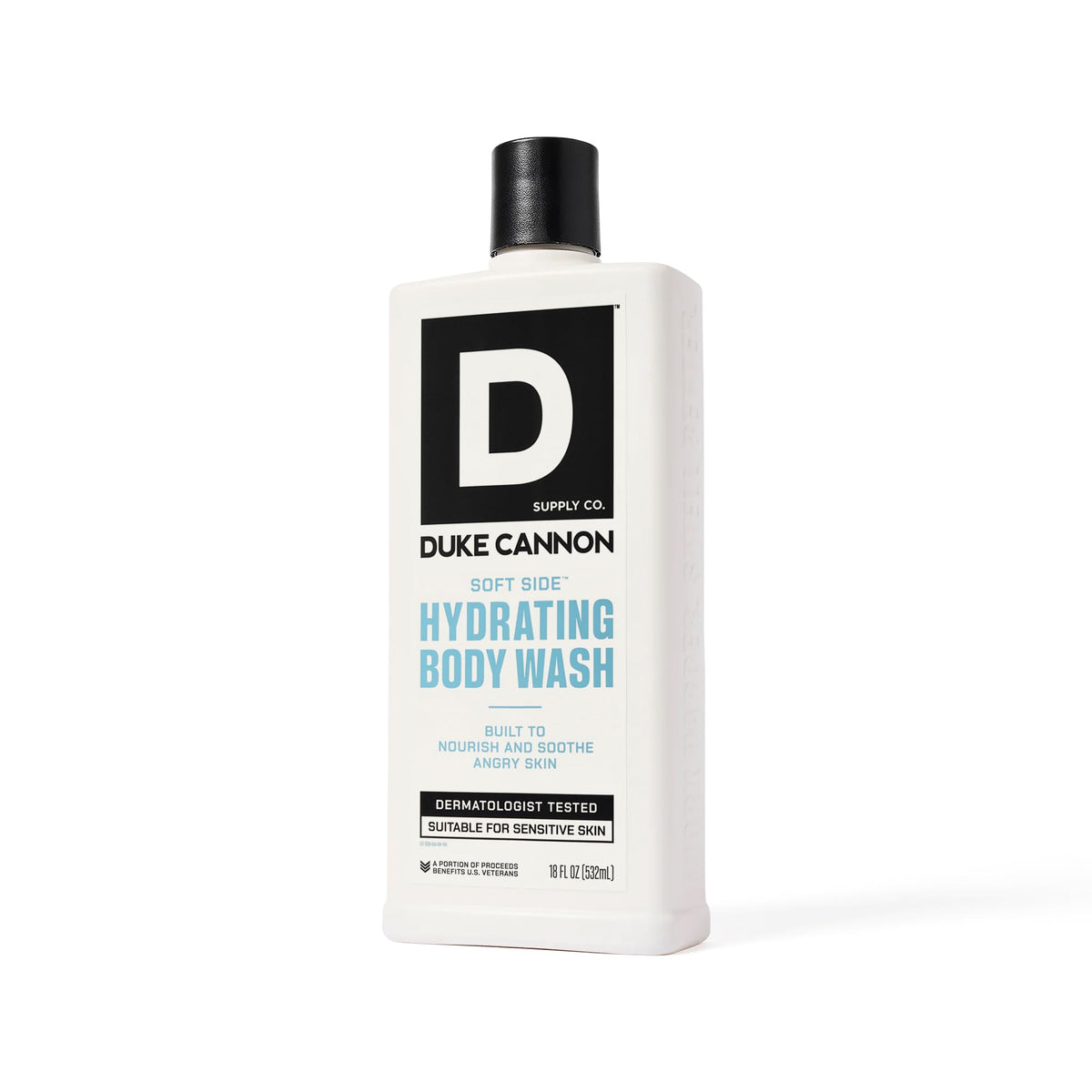 Duke Cannon bottle beside grooming kit illustrating complementary bathroom essentials