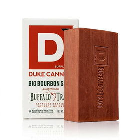 Duke Cannon label close-up showing ingredient list and brand commitment to American-made quality