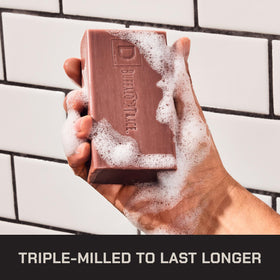 Duke Cannon close-up of soap texture highlighting triple-milled density and long-lasting use