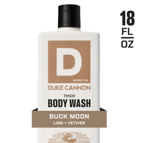 Duke Cannon bottle positioned in shower illustrating daily use