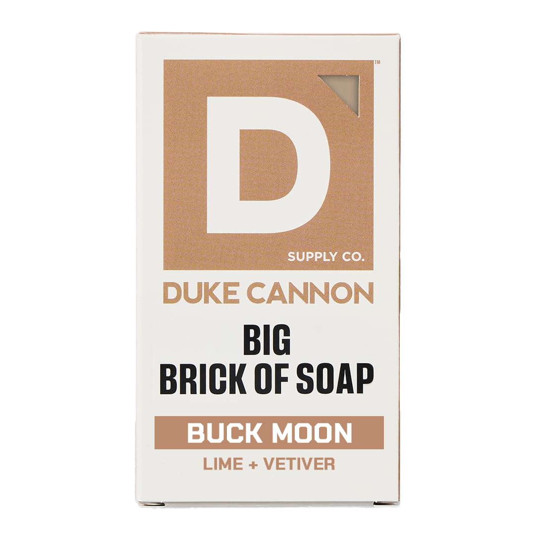 Duke Cannon front packaging showing Buck Moon branding and 10 oz size benefit