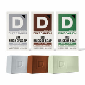 Duke Cannon packaging front view showing Frontier variety pack, durable and bold