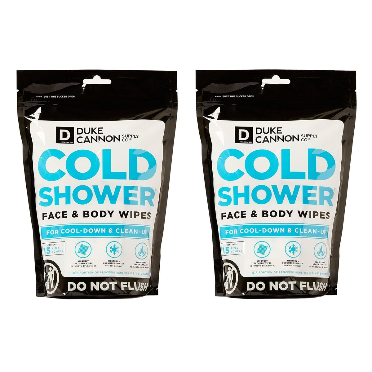 Duke Cannon front packaging showing two pouches and branding for easy grab-and-go