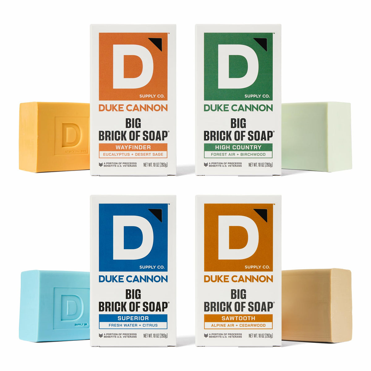 Duke Cannon front packaging showing the 4-pack and bold branding for confident grooming