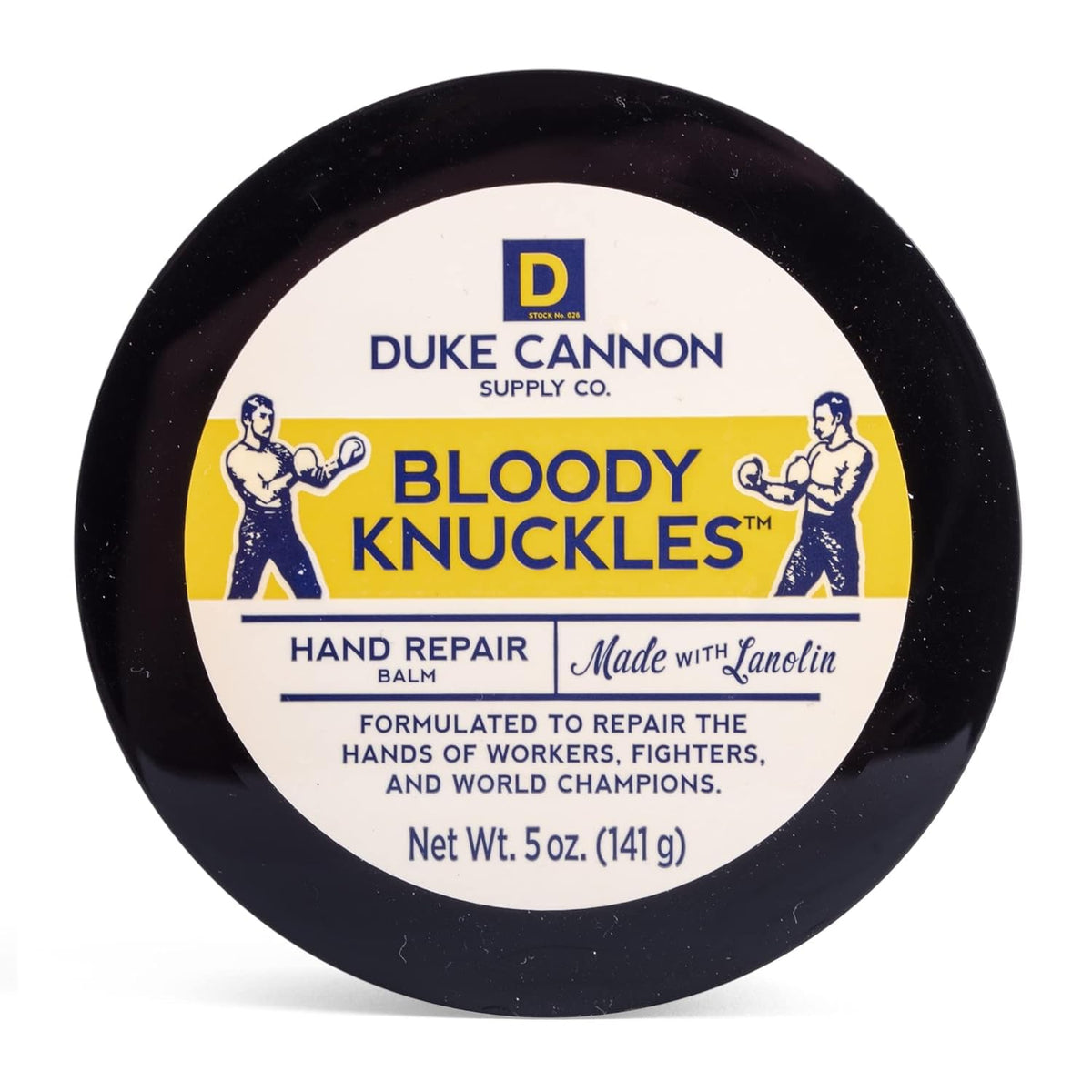 Duke Cannon front tin showing product and durable packaging for easy storage
