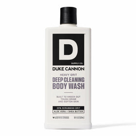 Duke Cannon front bottle showing durable 18oz packaging and strong clean benefit