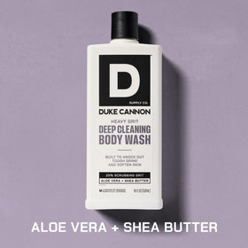 Duke Cannon pour texture on hand highlighting gritty deep-clean performance