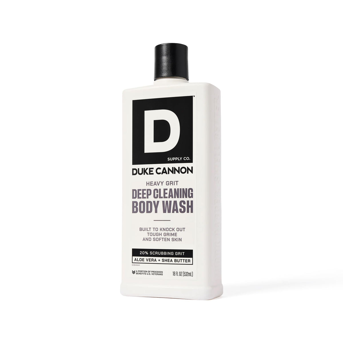 Duke Cannon next to ruler showing 18oz scale for long-lasting value