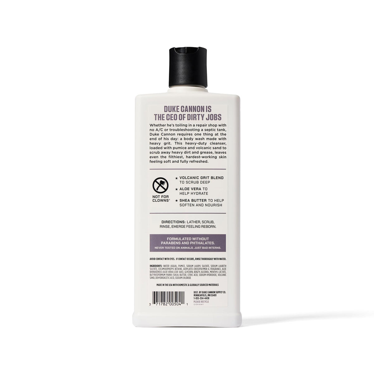 Duke Cannon scent notes display with citrus and cedarwood for refreshing aroma