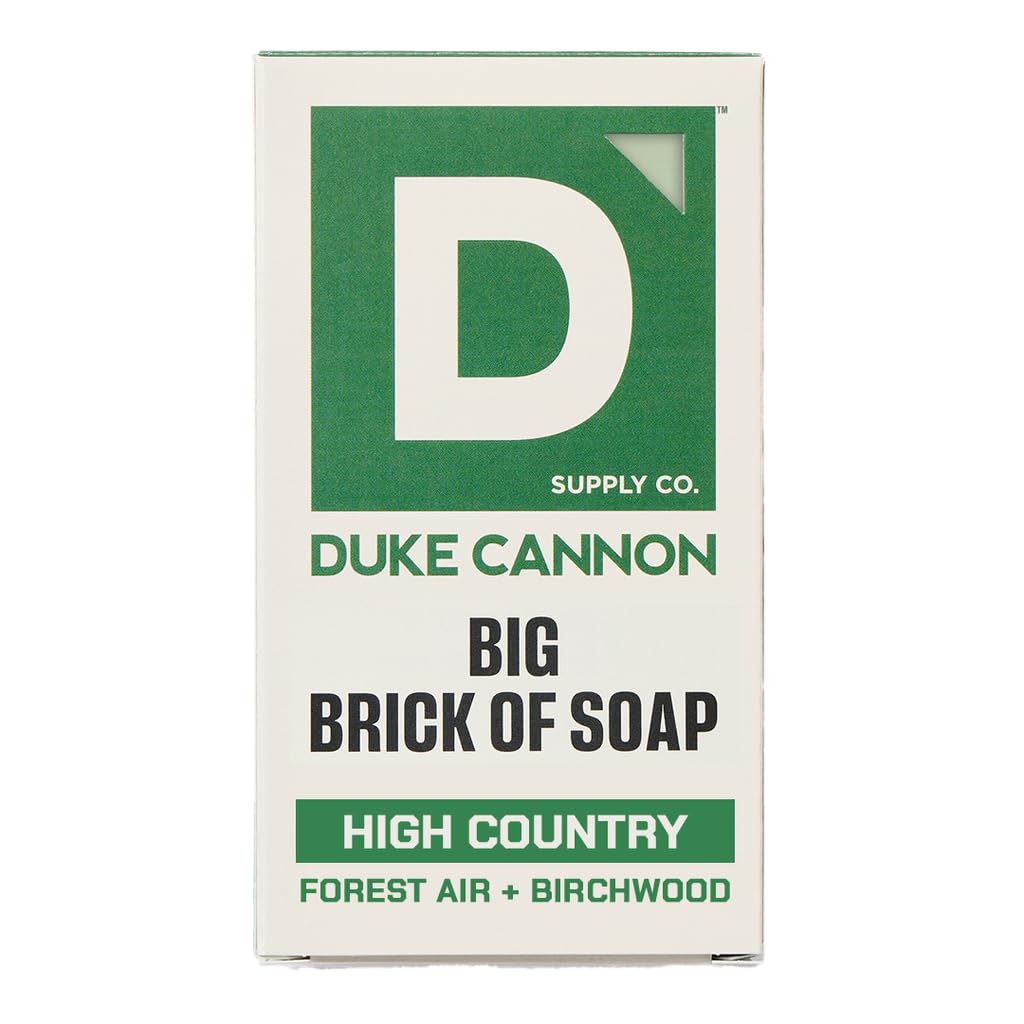 Duke Cannon front packaging showing High Country scent benefit of rugged scent