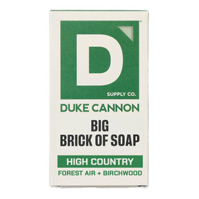 Duke Cannon front packaging showing High Country scent benefit of rugged scent