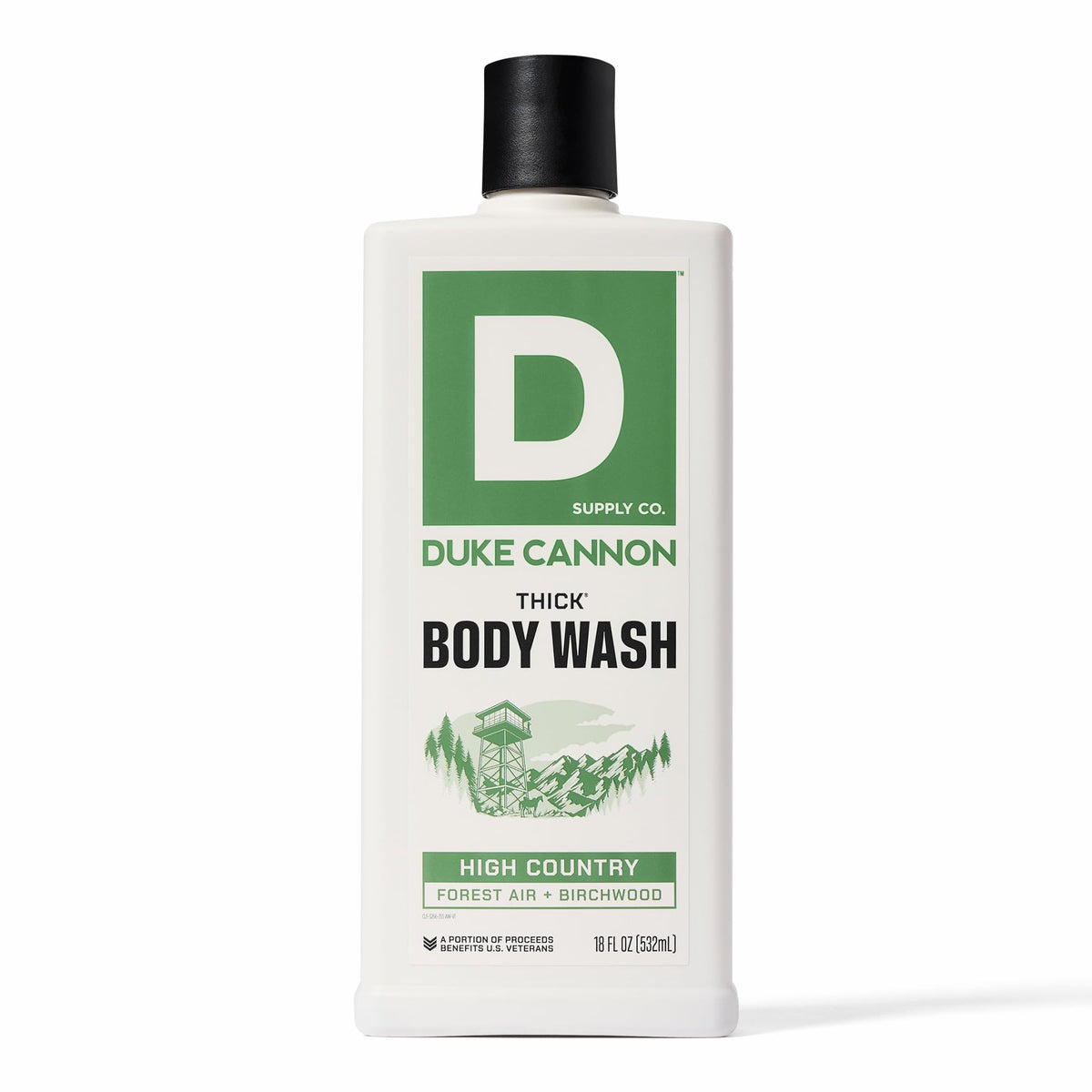 Duke Cannon front packaging showing bold label and High Country scent benefit