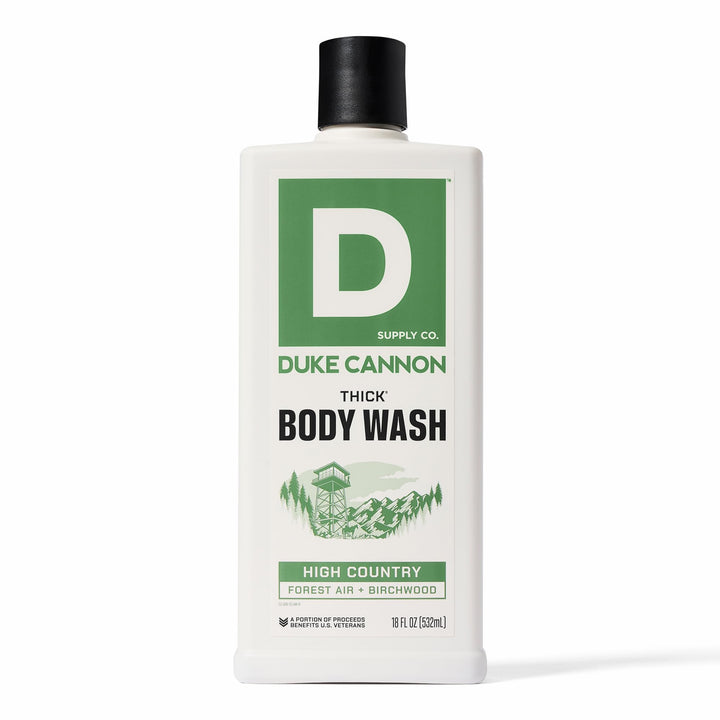 Duke Cannon front packaging showing bold label and High Country scent benefit