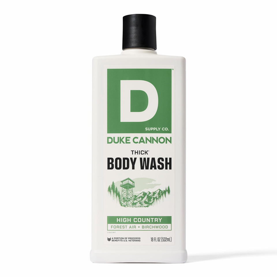 Duke Cannon front packaging showing bold label and High Country scent benefit