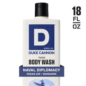 Duke Cannon ingredients label close-up showing paraben-free benefit