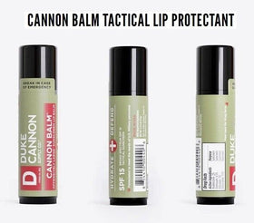 Duke Cannon on a workbench lifestyle shot showing rugged, everyday use