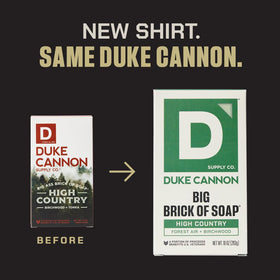 Duke Cannon Midnight Swim bar front showing clean aquatic scent and refreshing benefit