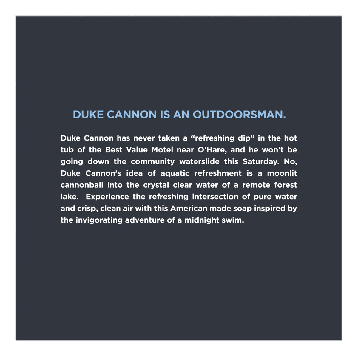 Duke Cannon soap staged in bathroom offering everyday grooming appeal
