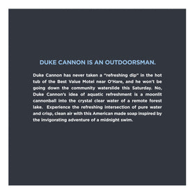 Duke Cannon soap staged in bathroom offering everyday grooming appeal