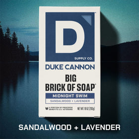Duke Cannon Midway bar in shower scene conveying citrus-cedar freshness for morning energy