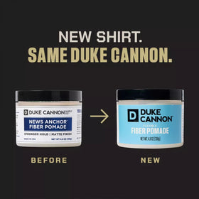Duke Cannon styled hair side profile displaying matte finish and texture