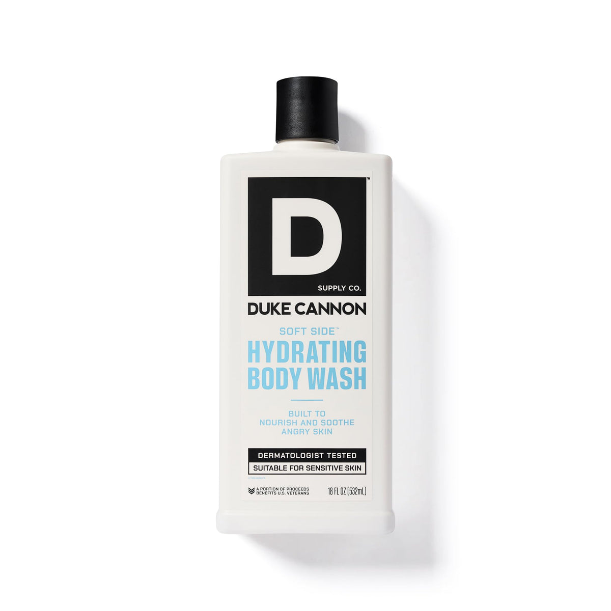 Duke Cannon pouring product on palm displaying amount and smooth consistency