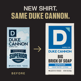 Duke Cannon Sawtooth bar alongside vetiver roots to emphasize rugged, spicy aroma
