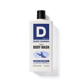 Duke Cannon shower use lifestyle image showing effective clean benefit