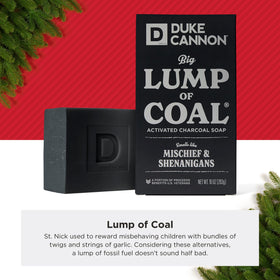 Duke Cannon soap held in hand showing extra-large 10 oz scale and long-lasting value