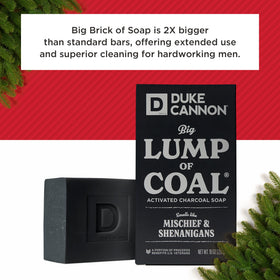 Duke Cannon label close-up highlighting bergamot and black pepper scent notes
