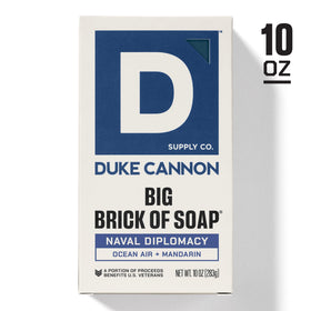 Duke Cannon soap beside ruler illustrating extended longevity