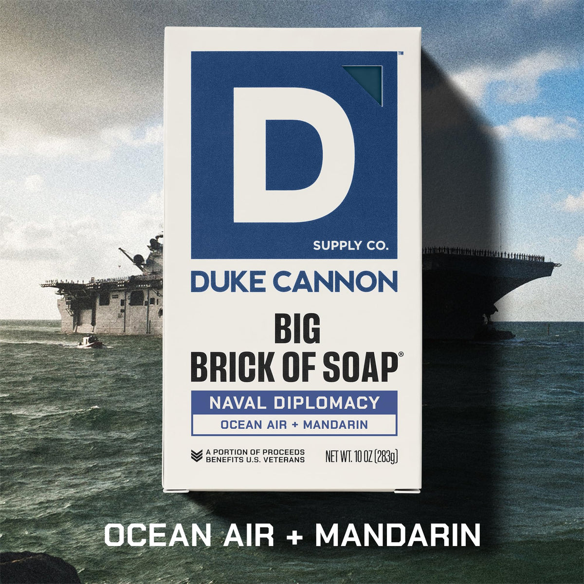 Duke Cannon side profile showing 10 oz size and durable shape