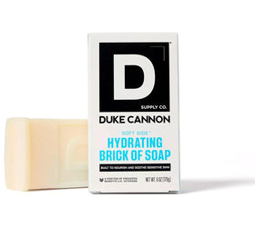 Duke Cannon front packaging shows the 6oz hydrating bar and clear branding benefit: durability