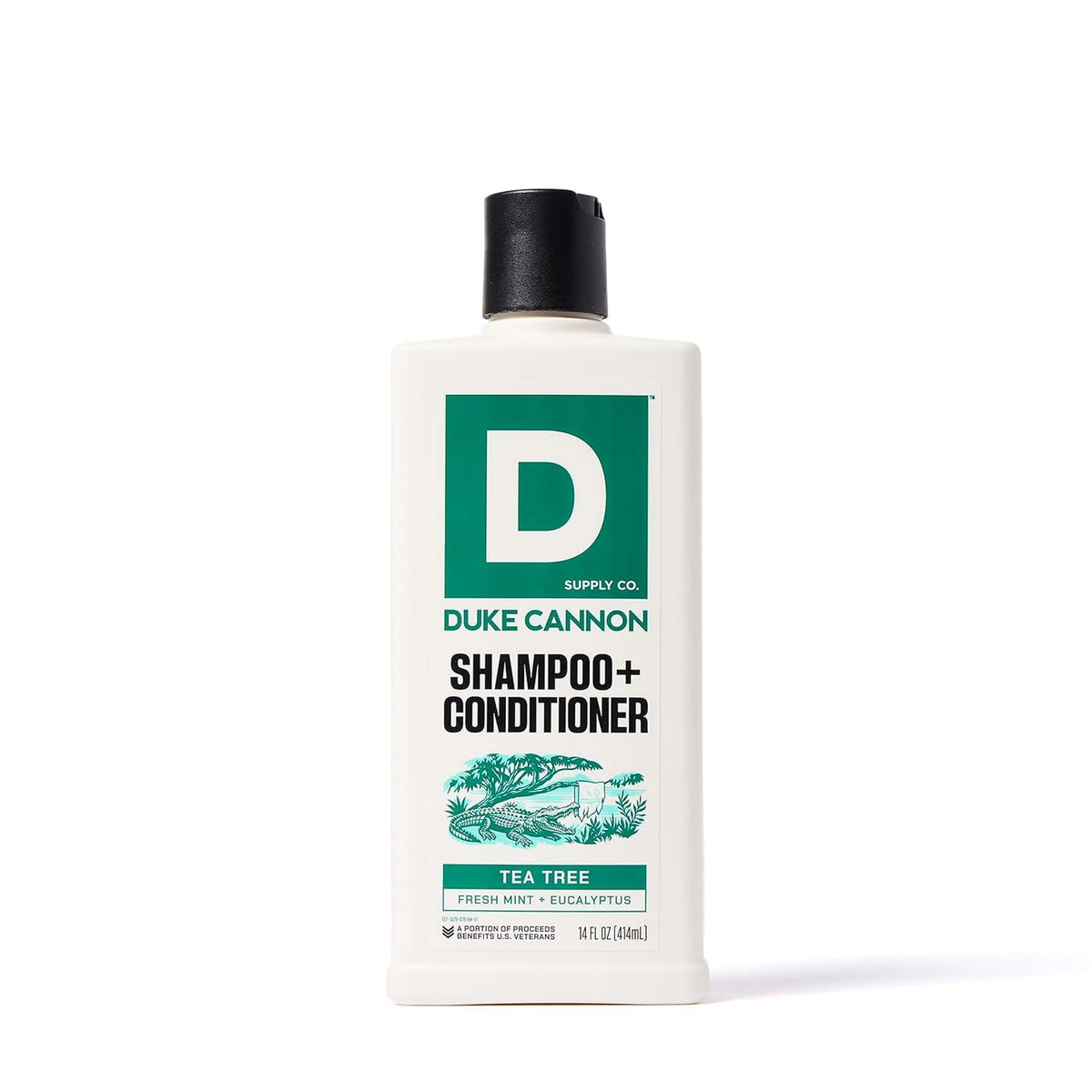 Duke Cannon front label showing product name and 14 fl oz volume for quick identification