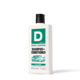 Duke Cannon bottle on bathroom shelf illustrating cohesive grooming routine benefits