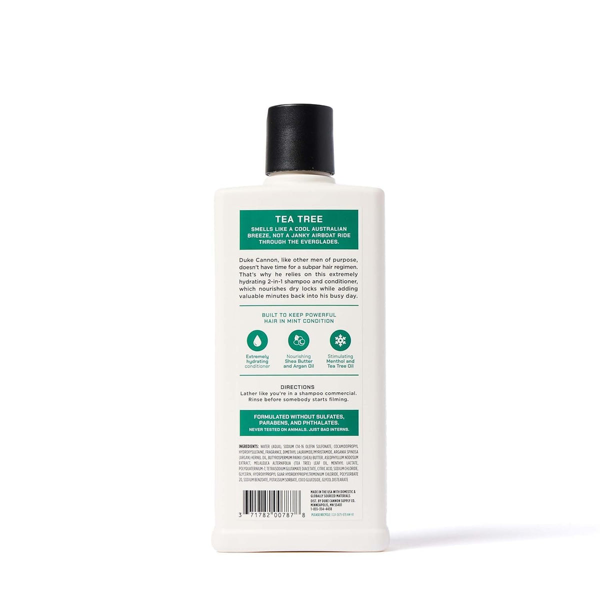 Duke Cannon bottle dispensing rich gel texture demonstrating easy, controlled pump use