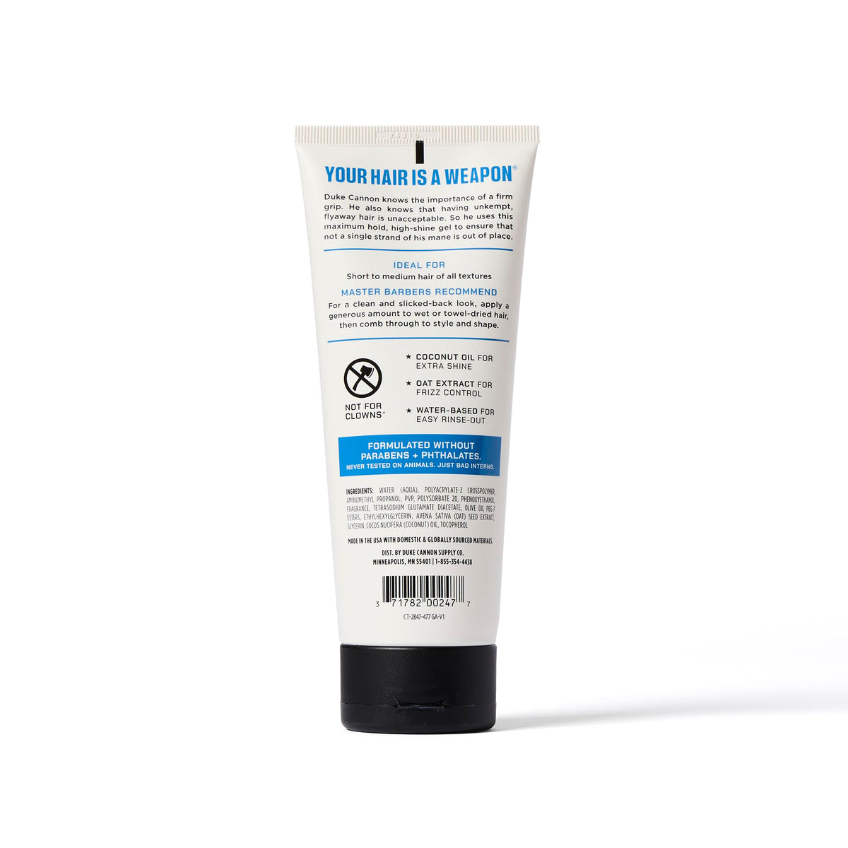 Duke Cannon gel texture close-up highlighting smooth consistency and high-shine effect