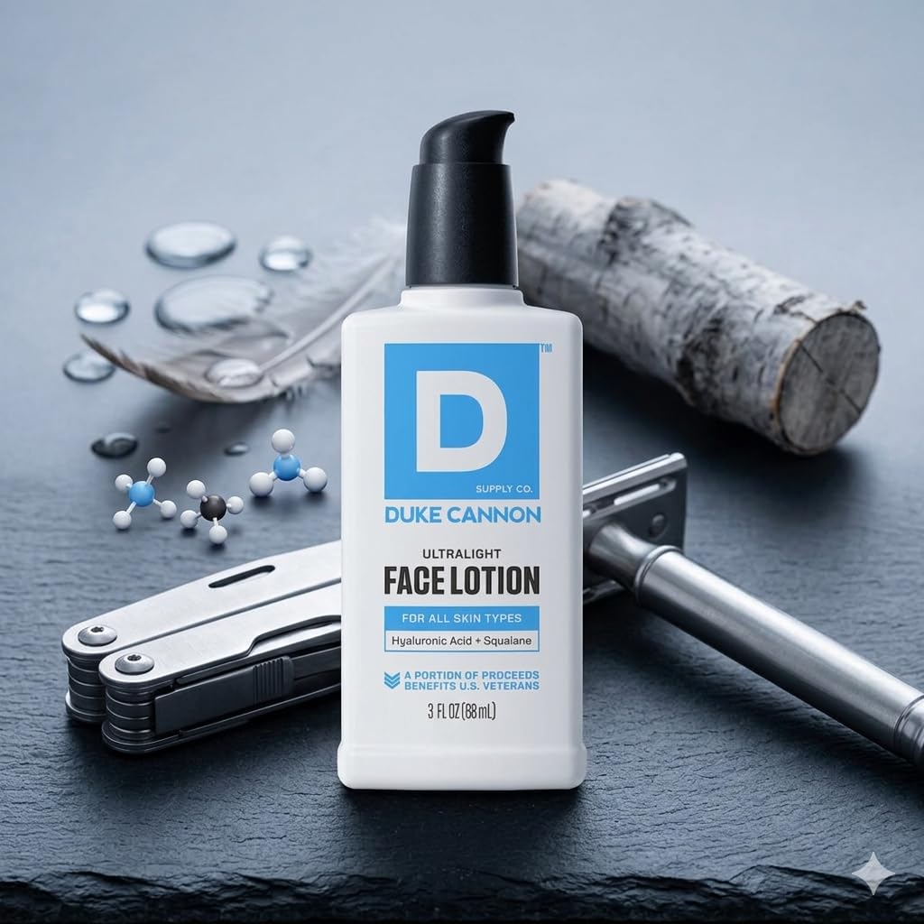 Duke Cannon texture close-up displays ultralight lotion absorbing quickly for hydration