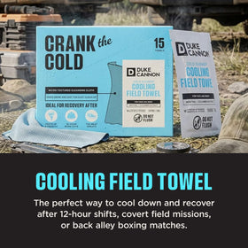 Duke Cannon fabric texture detail showing durable wipe material that spreads cooling formula evenly