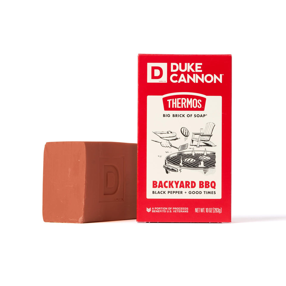 Duke Cannon THERMOS front packaging showing bold label and extra-large size benefit
