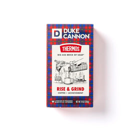 Duke Cannon bar in shower scene demonstrating strong cleansing and invigorating coffee scent