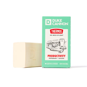 Duke Cannon x THERMOS front packaging showing peppermint scent and bold branding for confidence