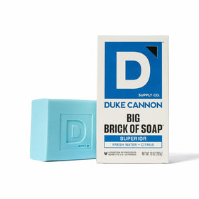 Duke Cannon three bars arranged to display different scents and variety benefit